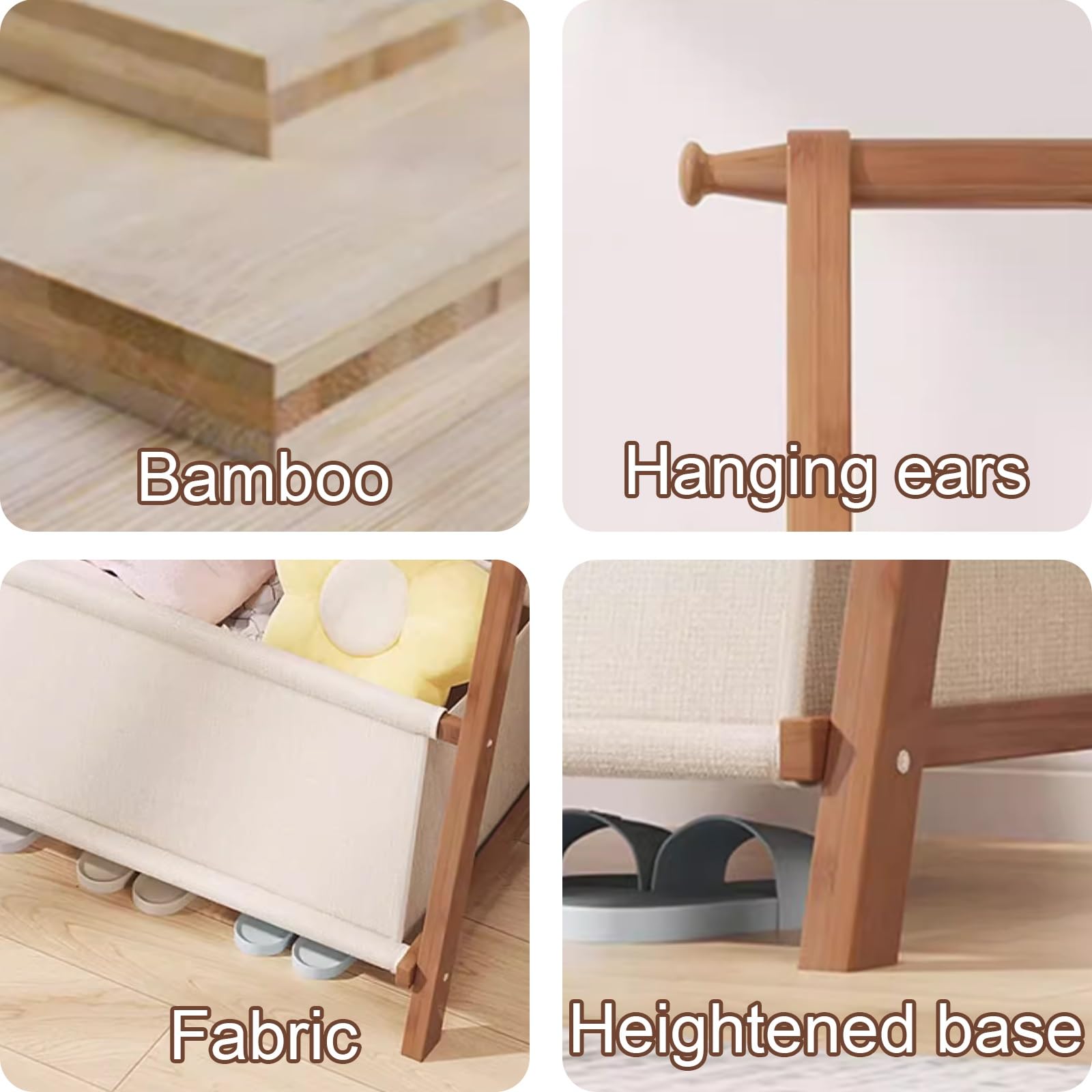 Appendiabiti triangolare in bambù con borsa portaoggetti stabile per ingresso nizer per corridoio camera da letto (marrone, 79 x 44 x 116 cm) elegante e funzionale Perchero per la casa