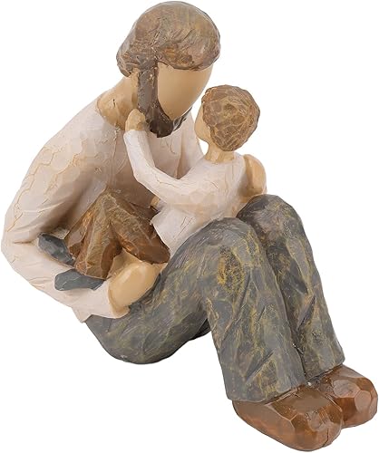 Miniatura 6 de Figura esculpida pintada a mano, estatua de resina de padre e hijo, aspecto realista, escultura de adorno resistente, artesanía para el hogar,