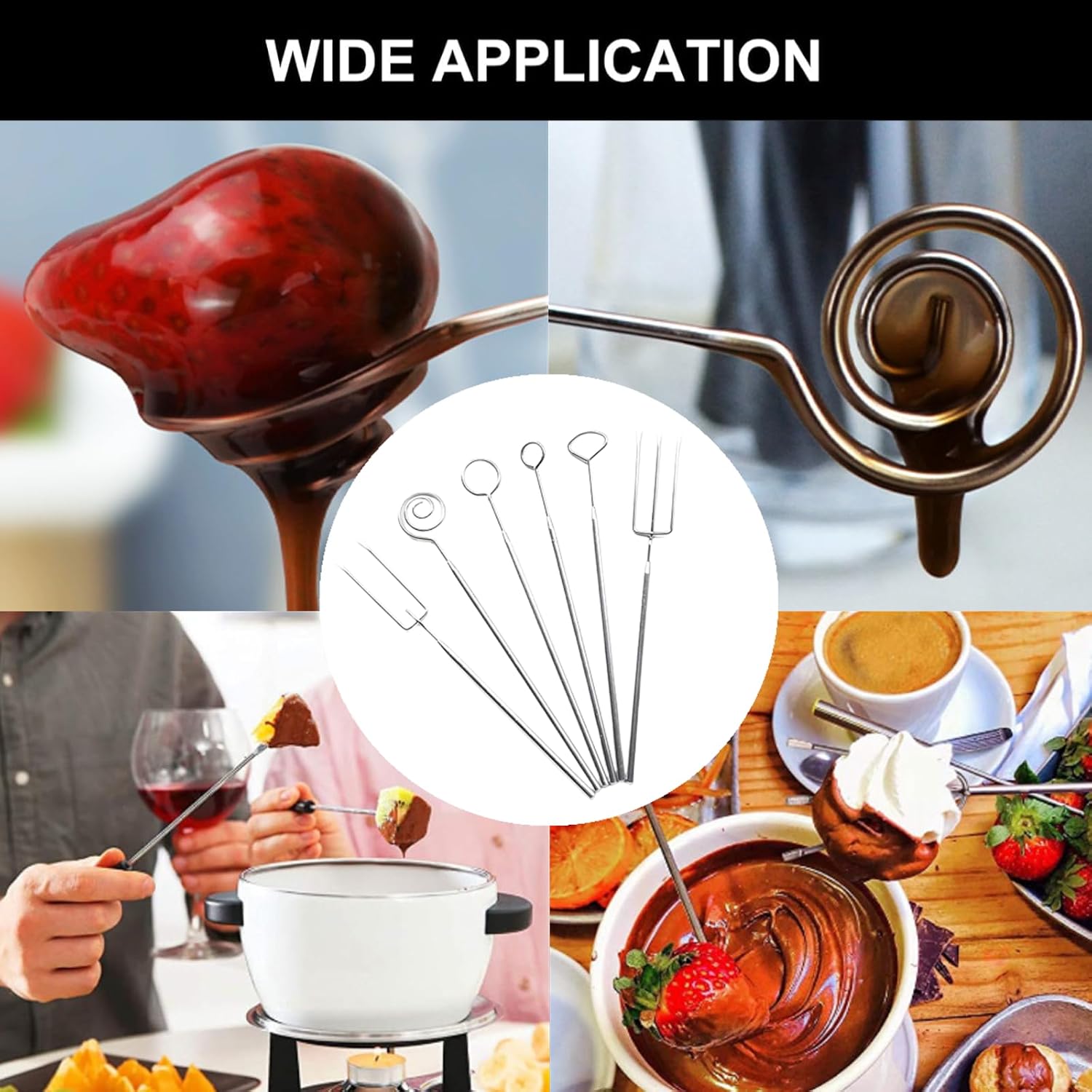 6 Pcs Chocolate Dipping Tools Professional Fondue Forks Stainless Steel Chocolate Dipping Fork for DIY Baking Supplies