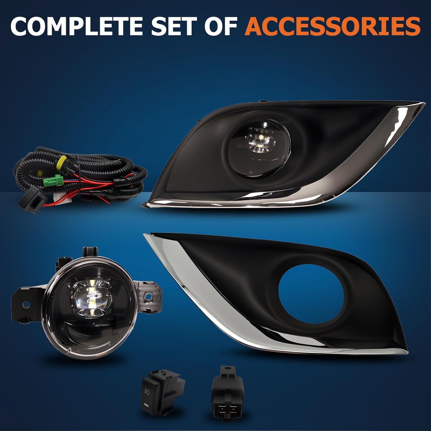 LED Fog Lights Compatible With 2015-2019 Sunny/Versa Sedan Front Bumper Lamps Driving Fog Lamps Clear Lens Left Driver and Right Passenger Side