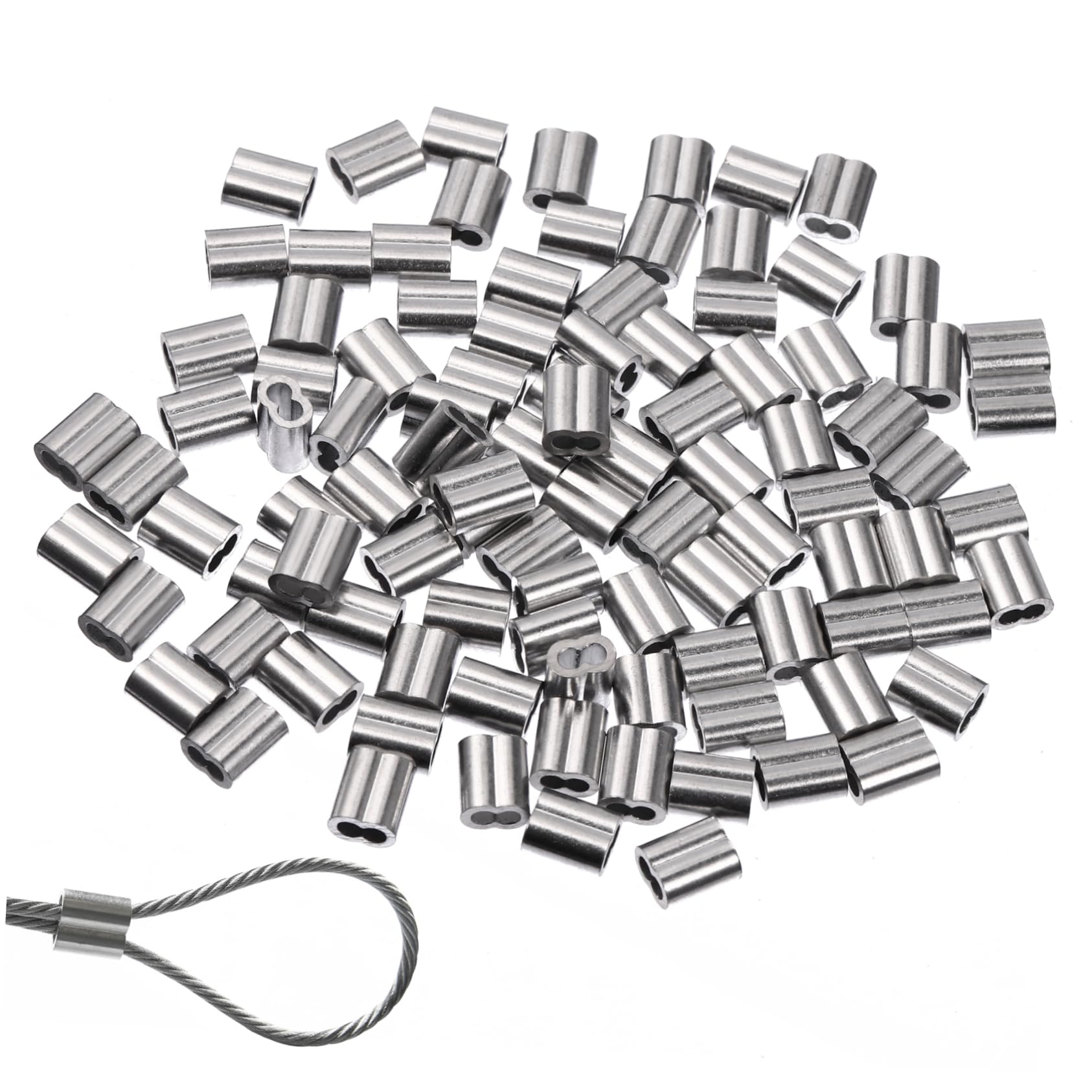 BELLIFFY 100 Pcs Wire Sleeves Cable Clip Cable Crimps Silver Wire Fitting