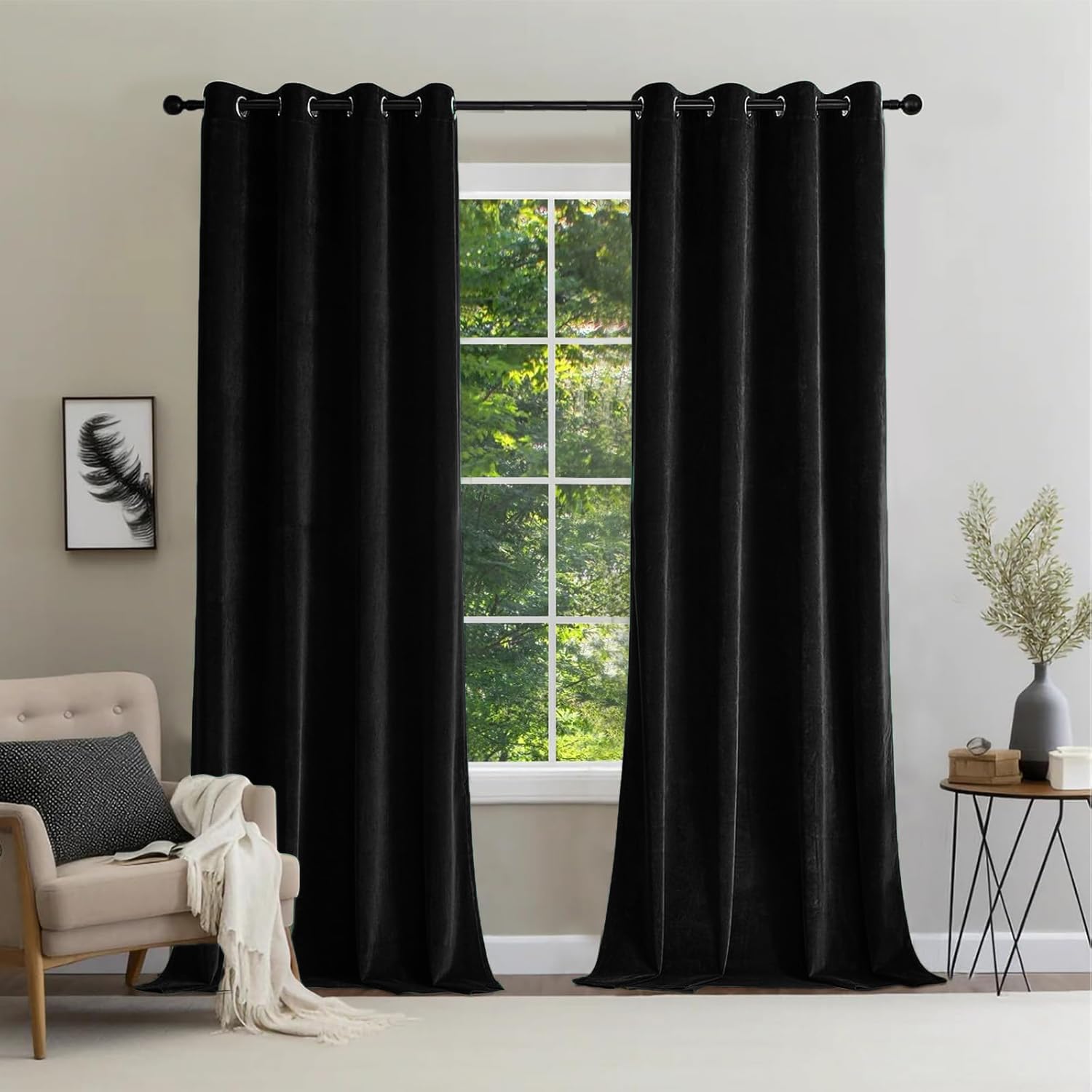 Rideaux en velours CUCRAF 225 x 140 cm pour salon et chambre