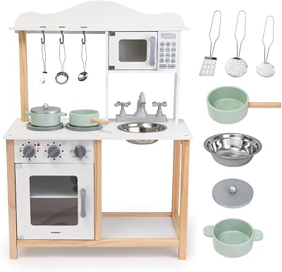 Mamabrum Cocina Infantil de Madera Montessori con microondas