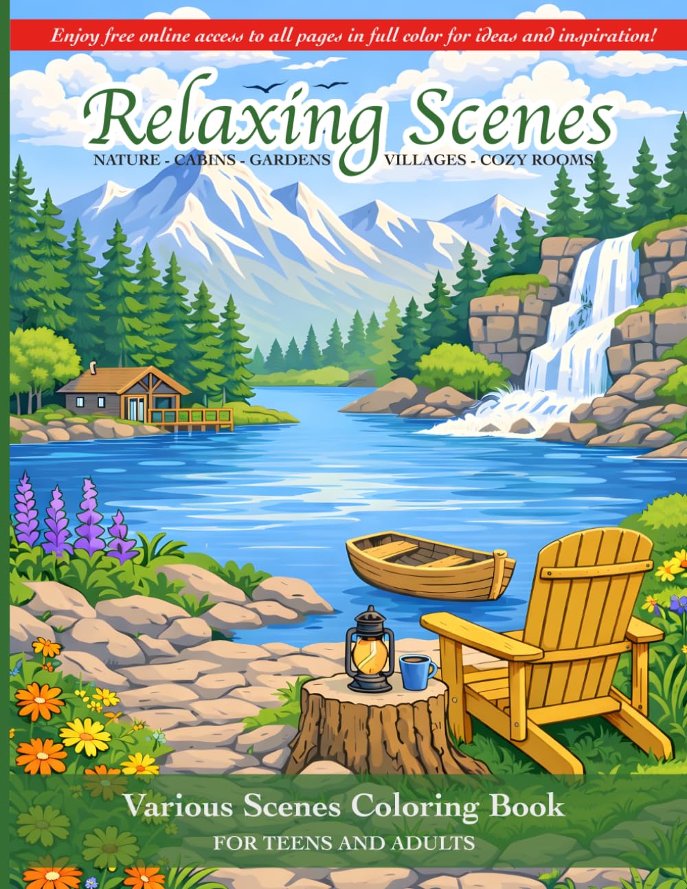 Relaxing Scenes: Various Scenes Coloring Book for Teens and Adults