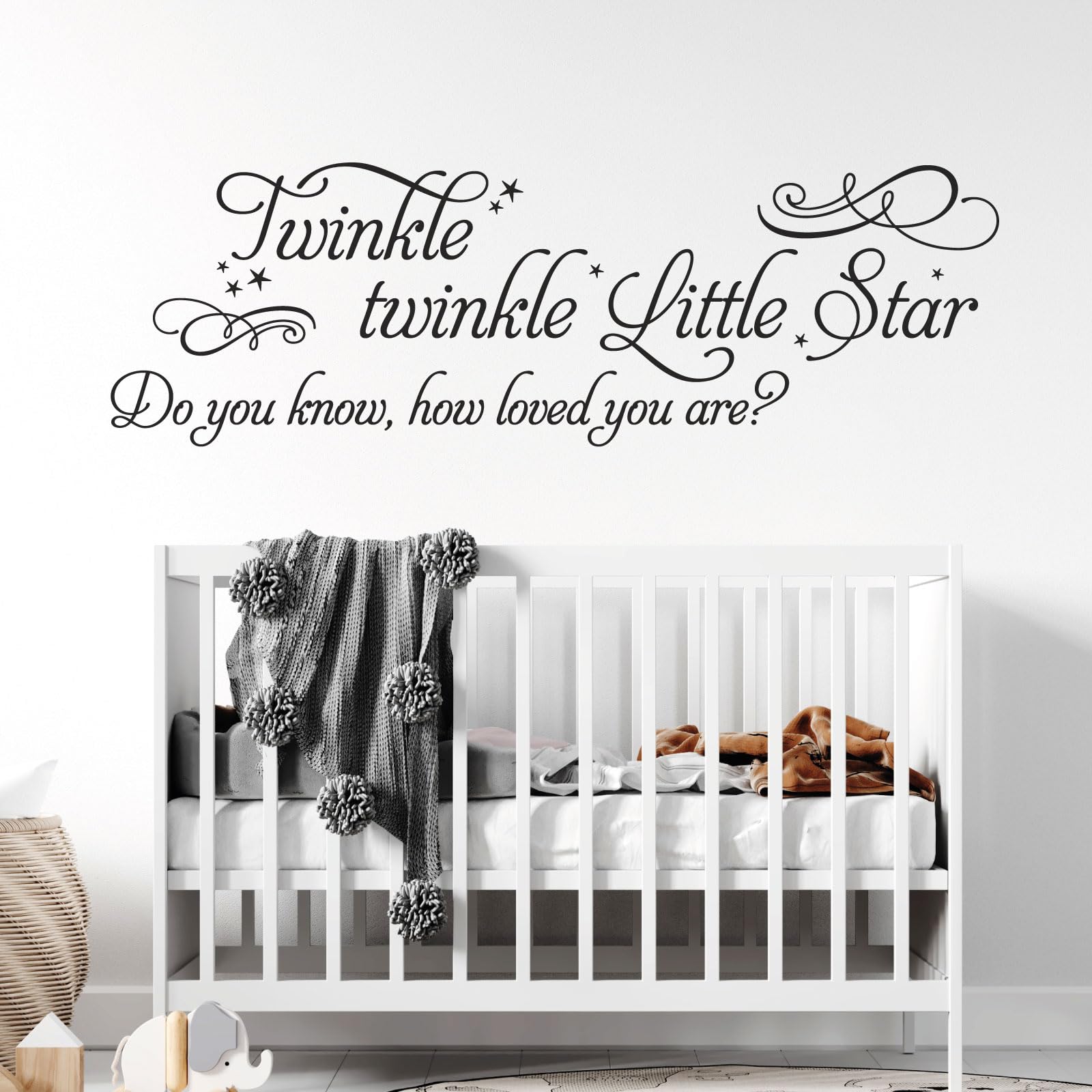 Twinkle Twinkle Little Star, do You Know How Loved You are?... - Baby Nursery Wall Art Sticker [Large] [Black]