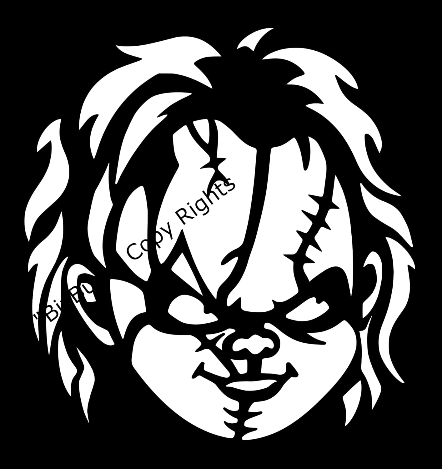 Chucky Doll Car Decal, Halloween Scary Face Movie Sticker