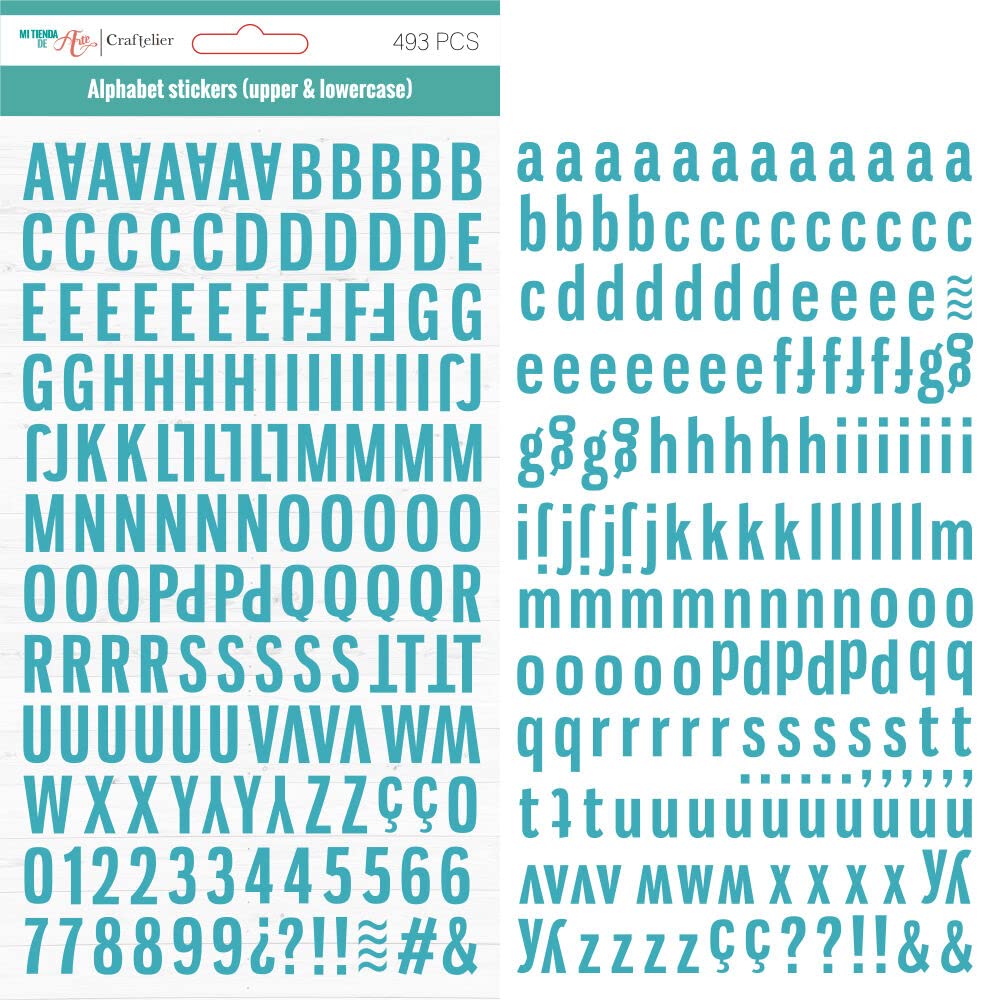 Craftelier - Self-Adhesive Alphabet Stickers with Uppercase and Lowercase Letters, Numbers and Special Characters for Decorating Scrapbooking and Craft Projects | Colour: Turquoise Blue