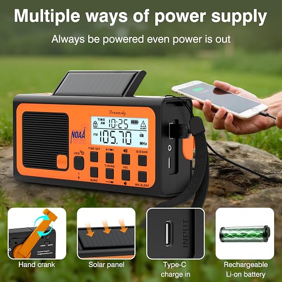 DreamSky Emergency Radio NOAA Weather Alert with Hand Crank