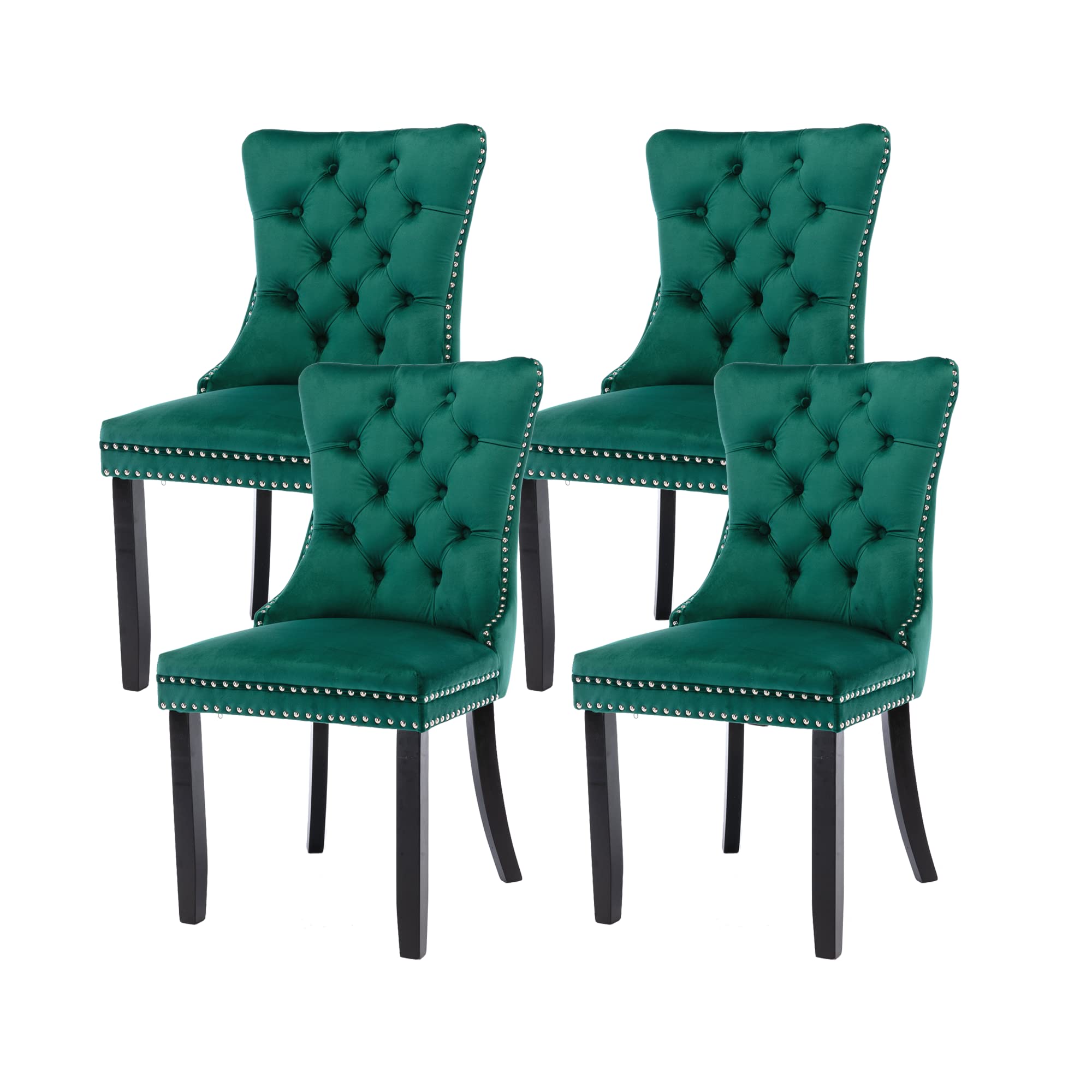 Buy Virabit Upholstered Dining Chairs Set of 4, Green Velvet Dining