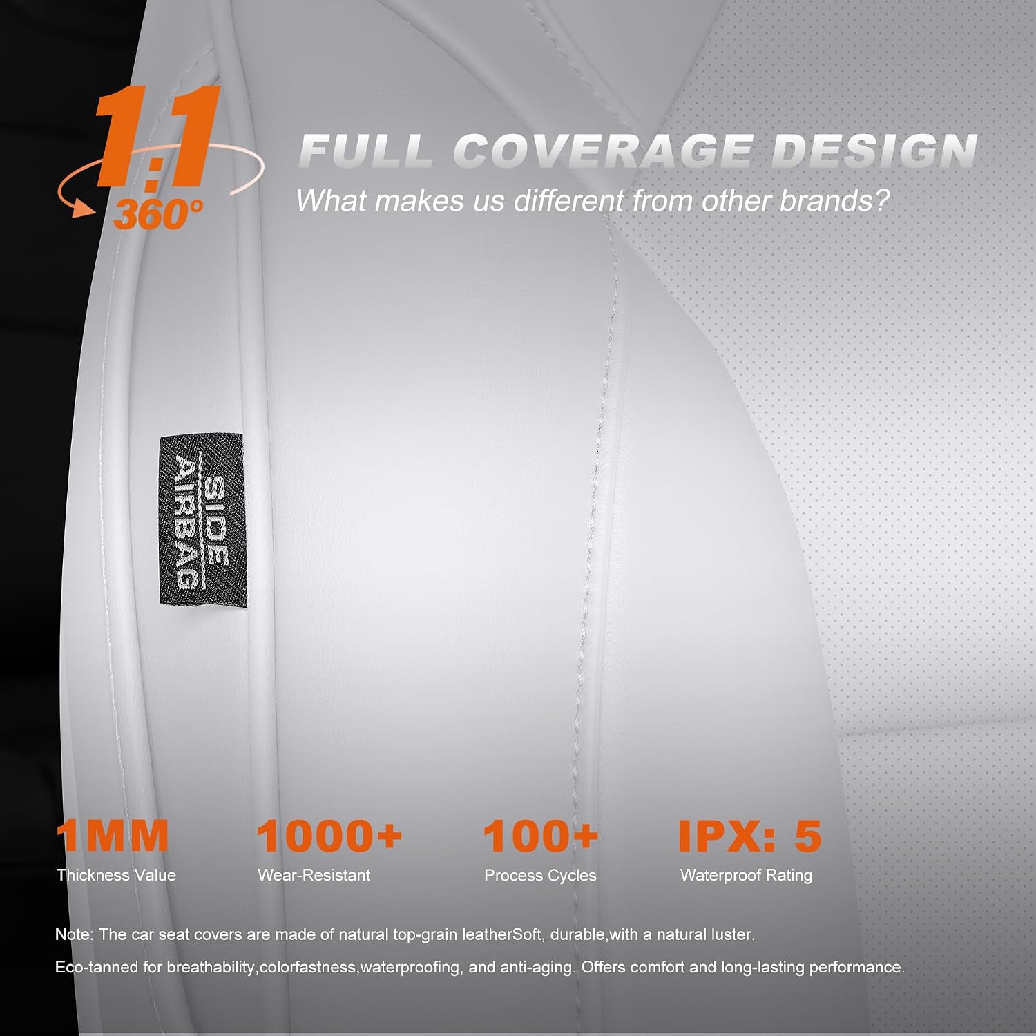 AOMSAZTO Car Seat Cover for Tesla Model 3 2024 2025 (Not for Performance) - Full Set Customized White Seat Covers (with Armrest Cover)