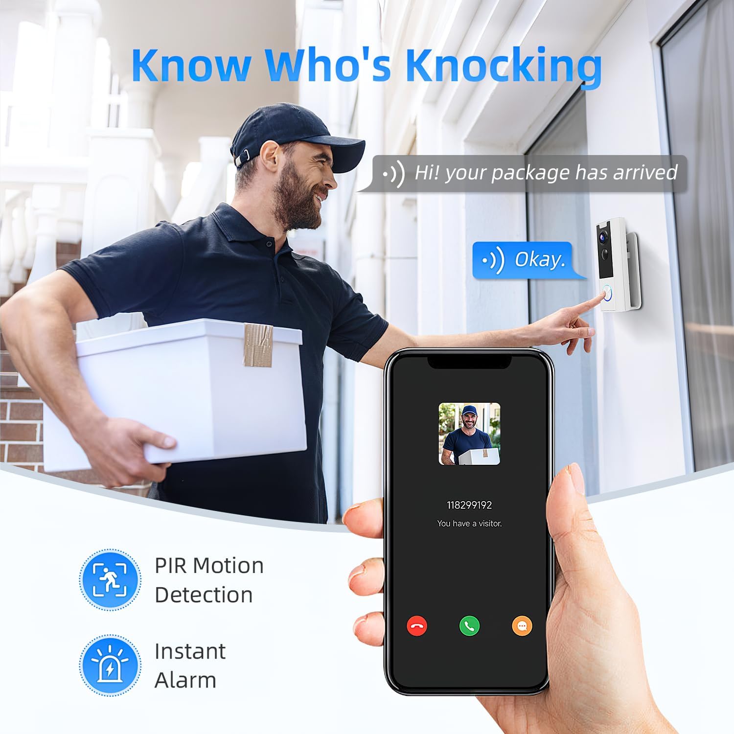 XTU Wireless Video Doorbell No Subscription-2K HD Security Doorbell Camera-Local/Cloud Storage with Multi-angle Bracket, Works with Alexa and Google Home (White) 5 71S+0JnXHBL. AC SL1500