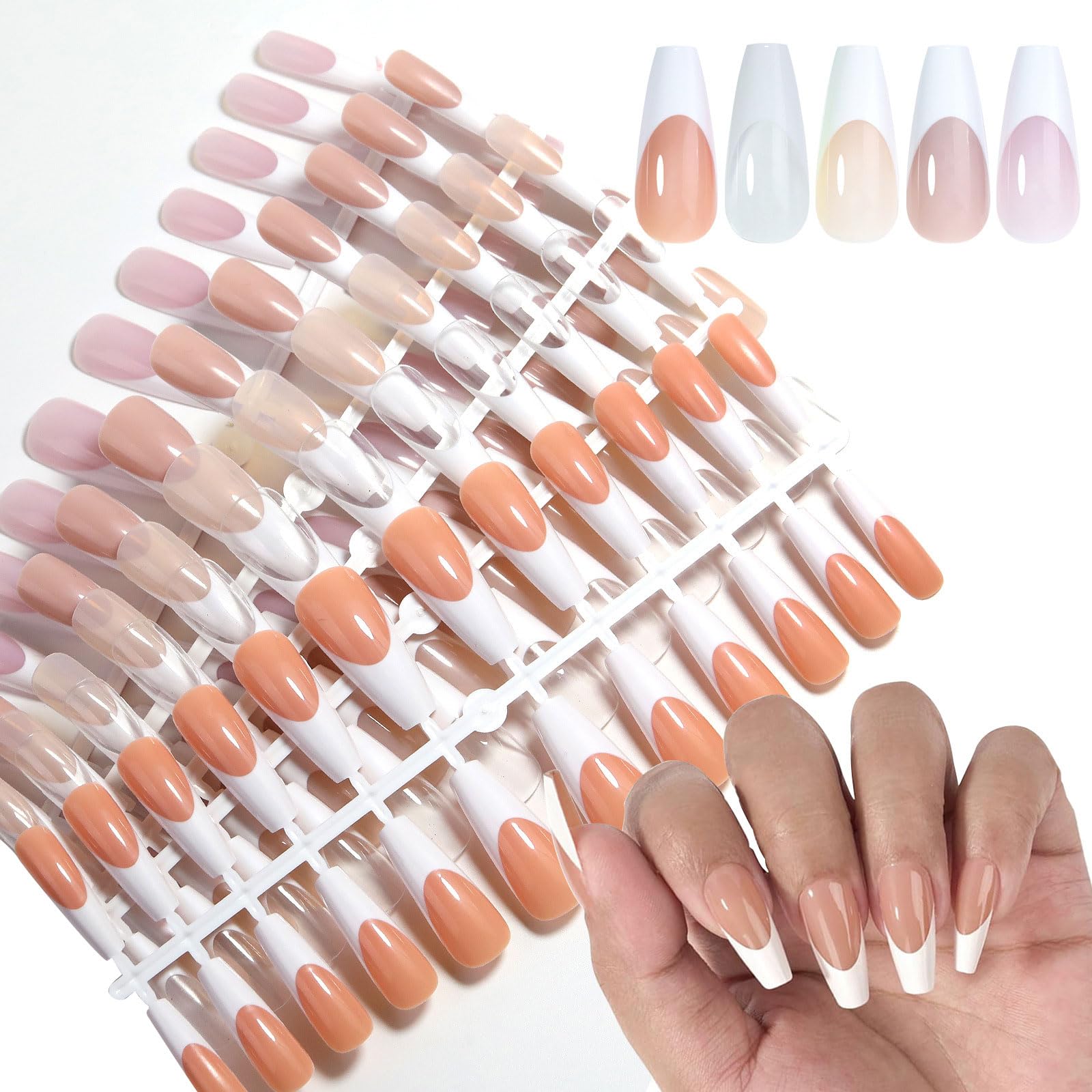120 unghie artificiali con punta francese, unghie finte a forma di mandorla, unghie finte a pressione, forniture per manicure