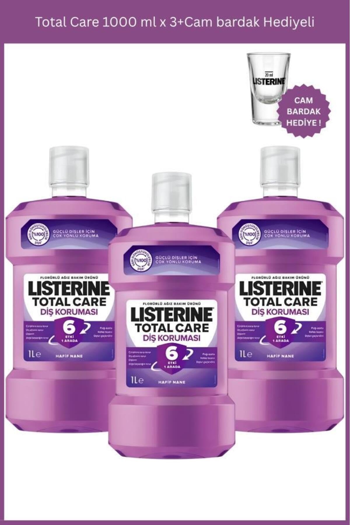 Listerine Total Care 1000 Ml X 3+Cam Bardak Hediyeli