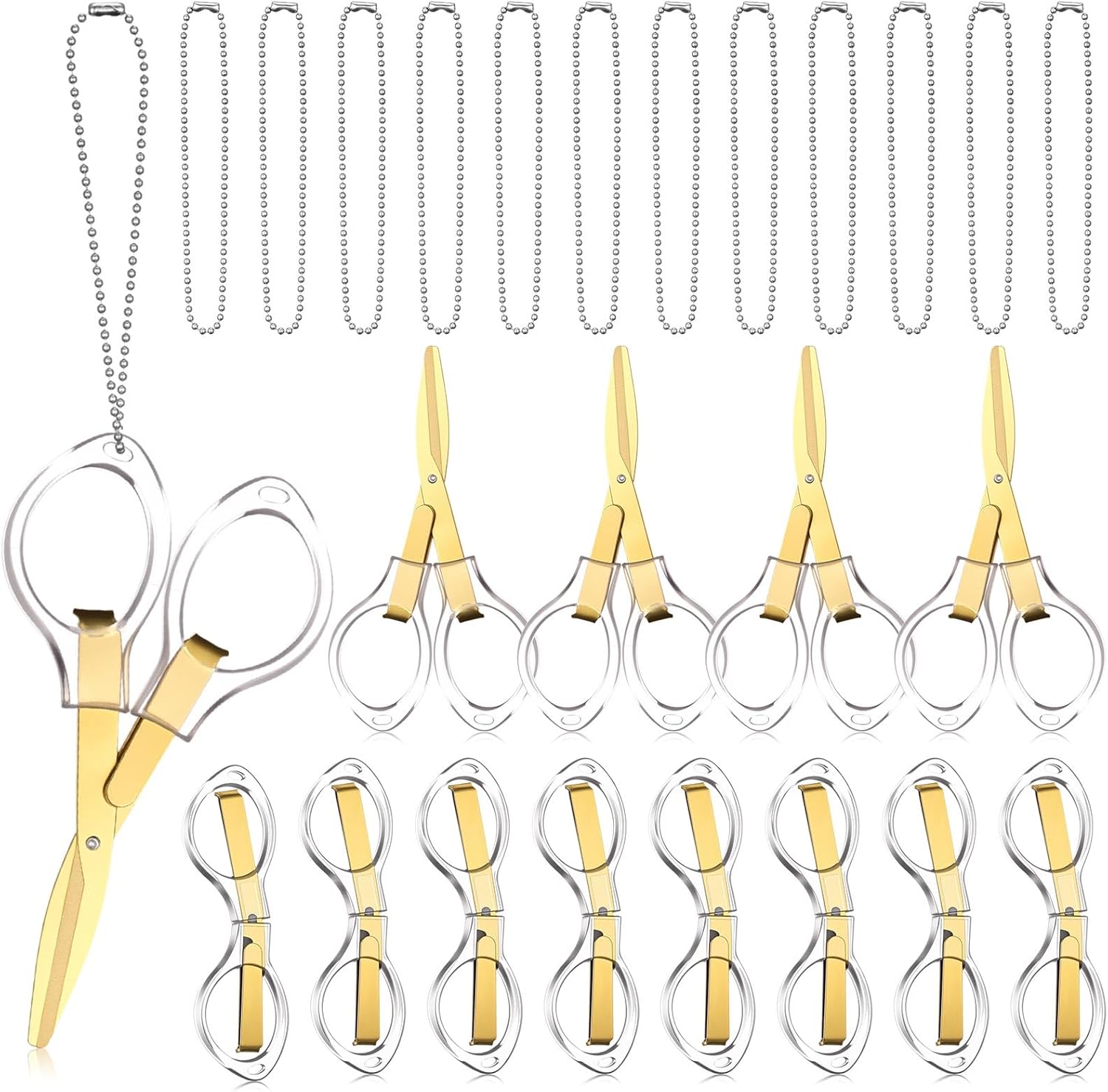 Therwen 折りたたみ式トラベルはさみ キーホルダー付き ポータブルミニバッジ 安全はさみ 快適クリアアクリルグリップハンドル