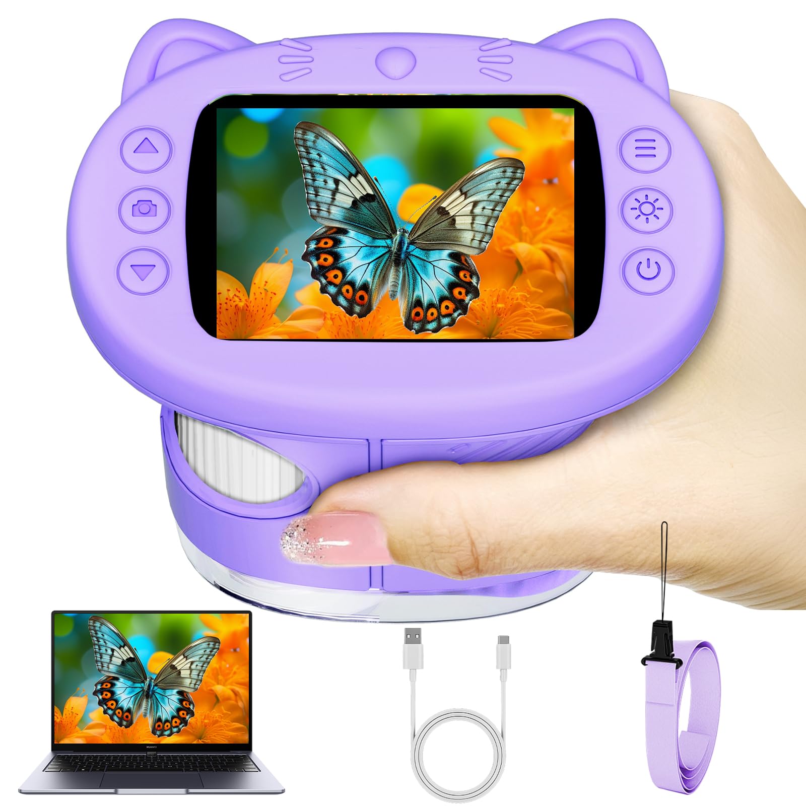 Pocket Microscope for Kids, 1000 Times Handheld Microscope for Kids with 2.4 Inch Screen, Mini Portable Science edu Digitiscope Microscopes, Birthday Gifts Ideas-image-3