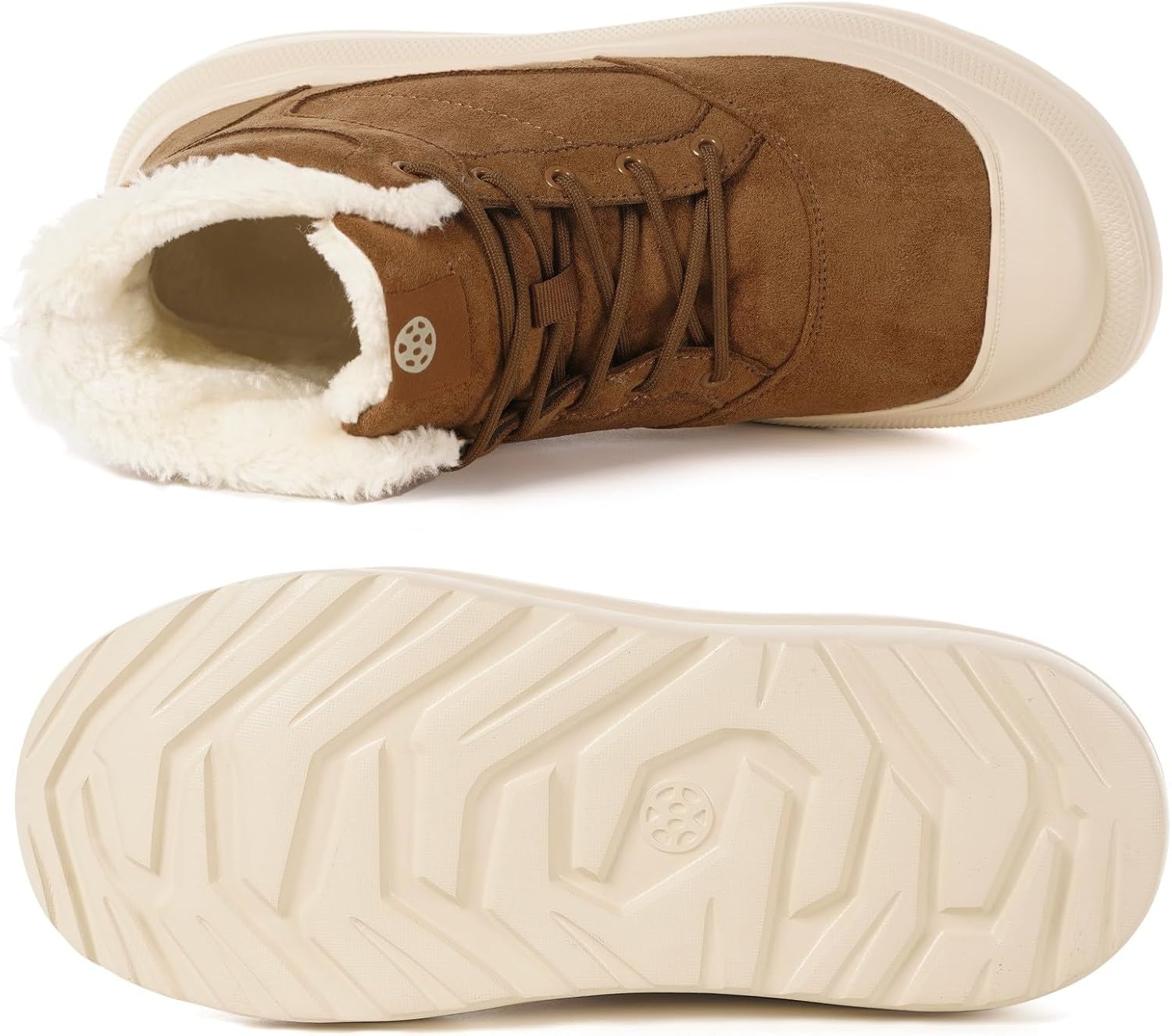 Eagsouni Womens Mens Winter Snow Boots Warm Fur Lined Ankle Booties Water Resistant Suede Leather Platform Shoes Lace Up Outdoor Sneakers - Image 4