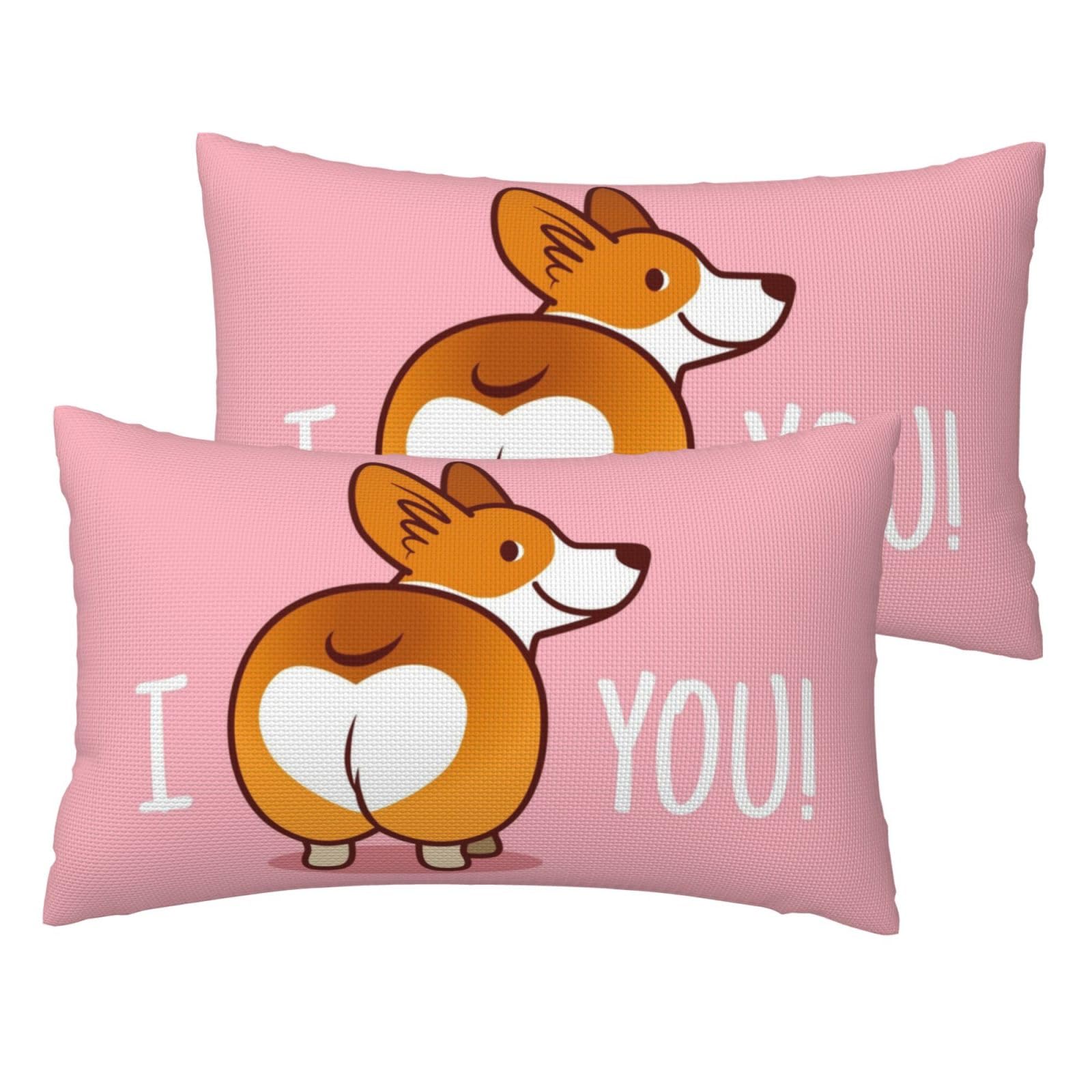 Housse de coussin en lin motif corgi pour une ambiance chaleureuse