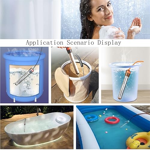 Miniatura 2 de Calentador de agua de inmersión para bañera, calentador de cubo con apagado automático temporizado, calentador de agua sumergible eléctrico portátil