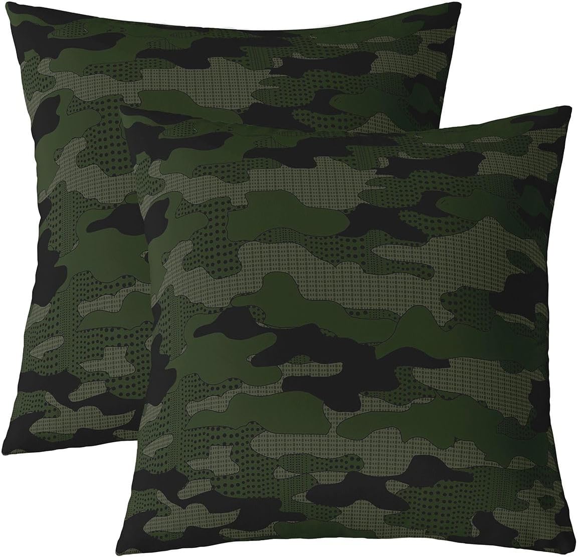 Feelyou Camouflage Throw Pillow Covers 22"x22" Set of 2 Soft Camo Pillow Cases Cushion Covers for Living Room Bedroom Military Style Green Grey Decorative Throw Pillowcases for Sofa Couch Chair