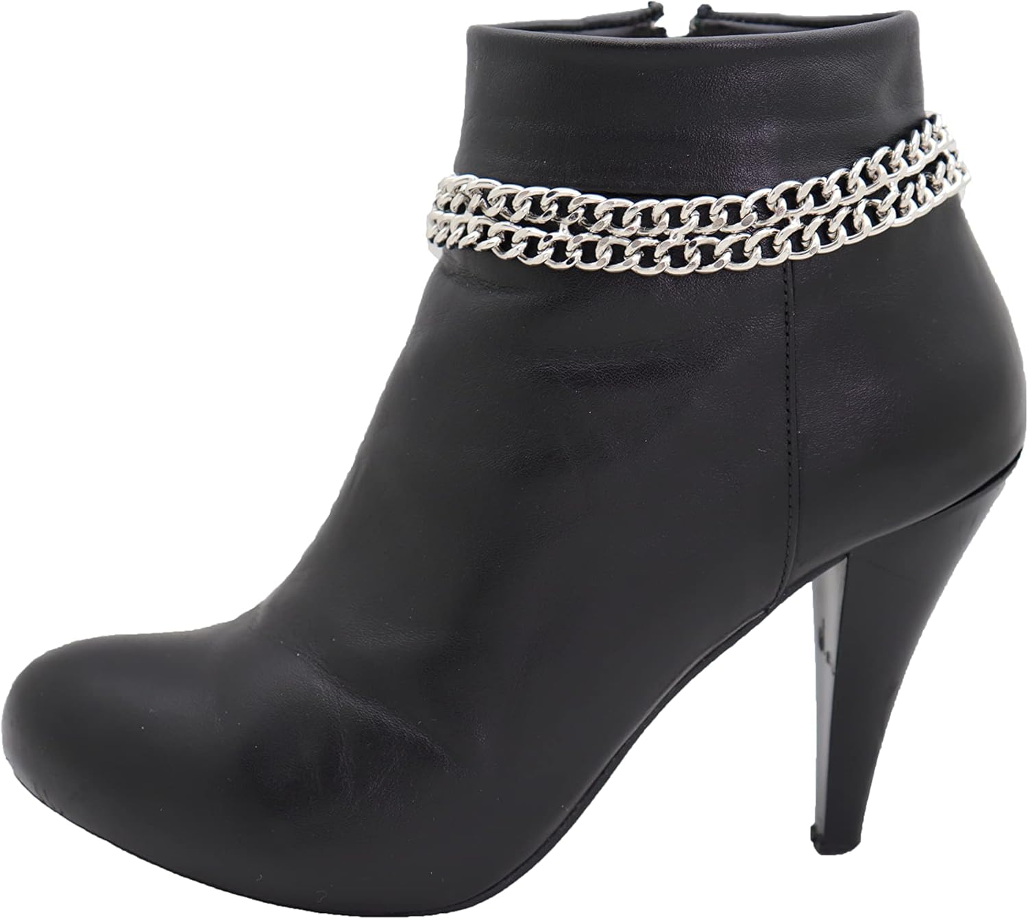 Women Western Fashion Jewelry Boot Bracelet Silver Metal Chain Double Strands Shoe Bling Look