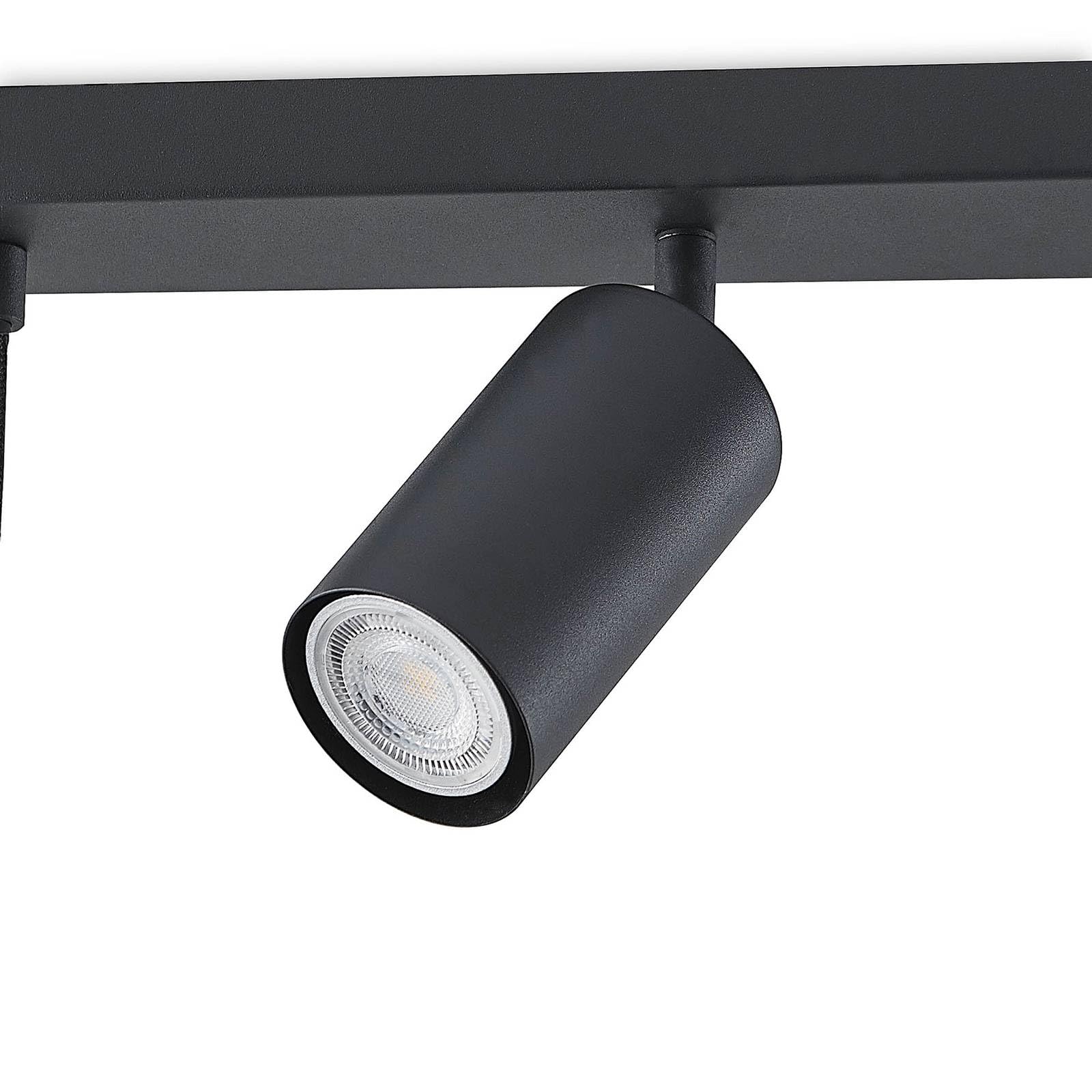 Lindby Lampada a Sospensione 7 Luci Nera 100 cm, Lampadario con Faretti Orientabili e Pendenti Cilindrici GU10 Lampade Sospese Moderne per Cucina Sala da Pranzo Soggiorno Camera Letto