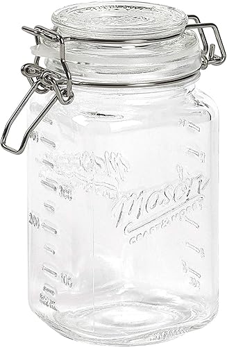 Mason Craft & More - Tarros de cristal transparente con tapa de abrazadera