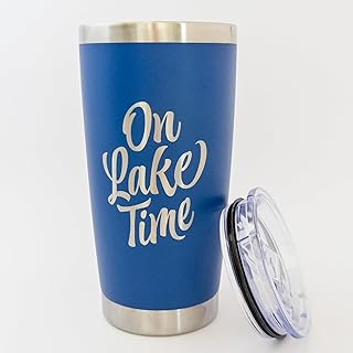 Lake Mug, 20 oz Togo Coffee Tumbler, Lake Day Essentials, Lakehouse Gifts for Men,Women, Outdoor Coffee Mug (Royal Blue)