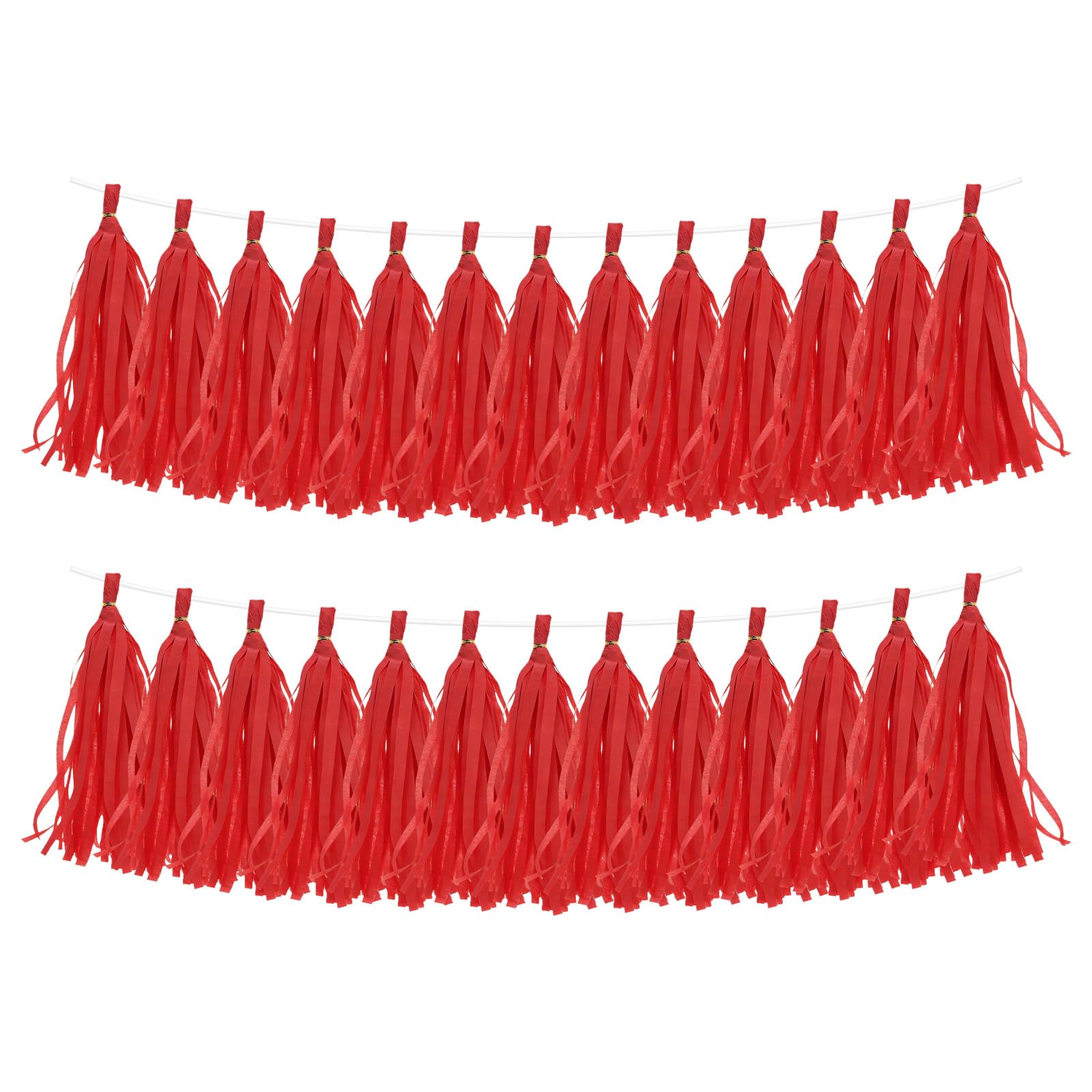 sourcing map 30Pcs Paper Tassels Garland, Tassel Garland Banner with Rope and Tie Wire for Party Decorations Wedding Decorations Football Party Engagement Decor DIY, Bright Red