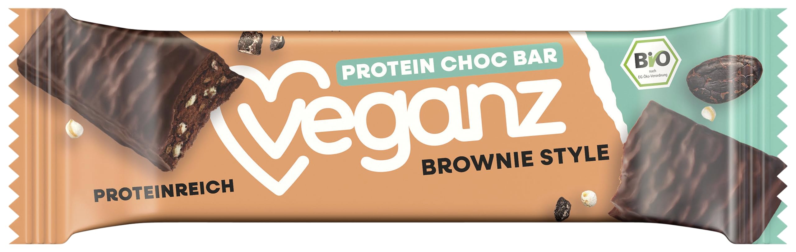 Veganz Bio Protein Choc Bar Chocolate Brownie Style, 50 g