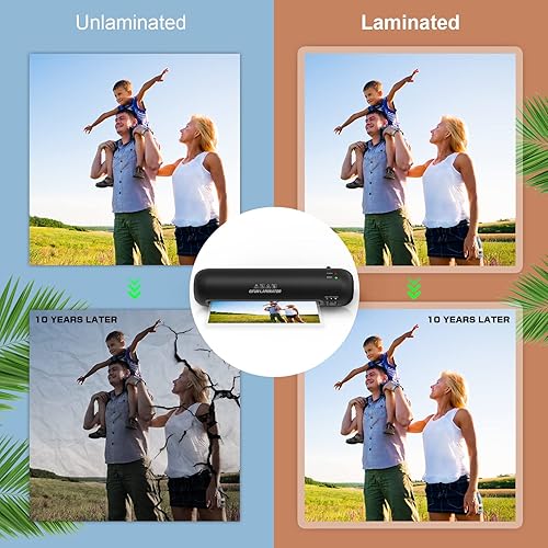 Miniatura 9 de Laminadora máquina laminadora térmica fría de 9 pulgadas con 20 hojas de laminación para profesores mini kit de laminación personal 6 en 1 con