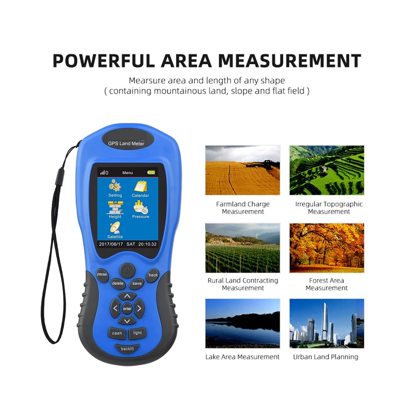 Urządzenie do pomiaru terenu NF-198/NF-188 GPS Miernik gruntu Ręczny cyfrowy wyświetlacz LCD Długość obszaru uprawnego Wysokość Ciśnienie urządzenie (Nf)