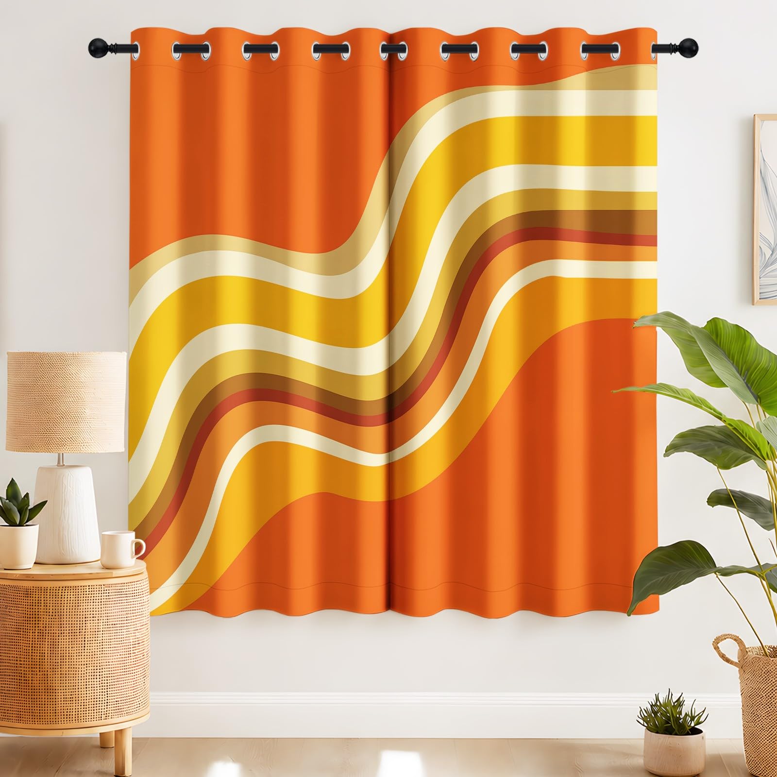 Abstrakcyjne zasłony zaciemniające w stylu vintage, do sypialni, 2 panele, 230 x 274 cm, geometryczne zasłony zaciemniające do salonu, zasłony na przelotkach, izolacja termiczna, dźwiękoszczelne