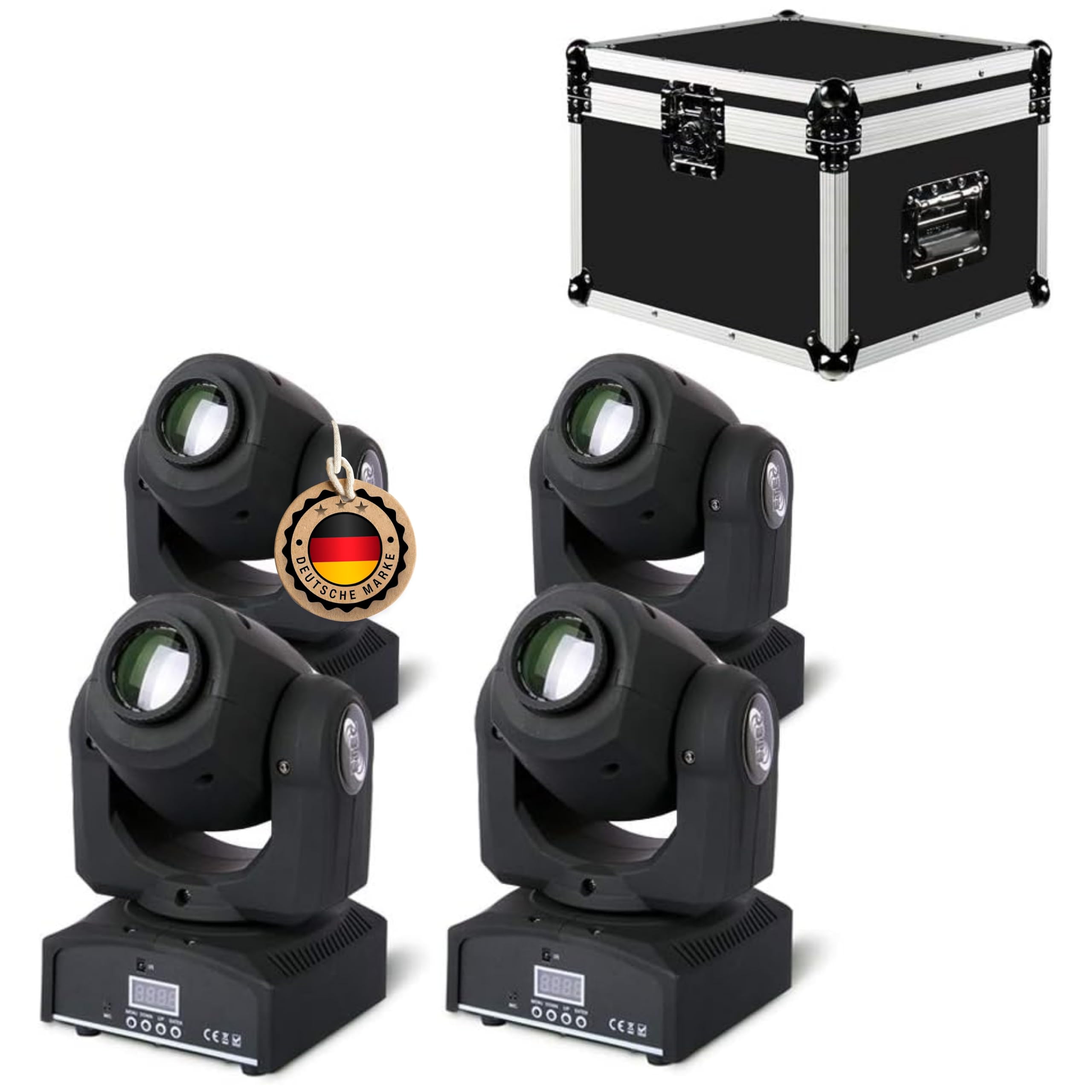 ETEC Professional LED Moving Head E30 Pocket Spot Set mit Flightcase DMX Gobo DJ Party Disco Veranstaltung Bühnenbeleuchtung Effekt Licht