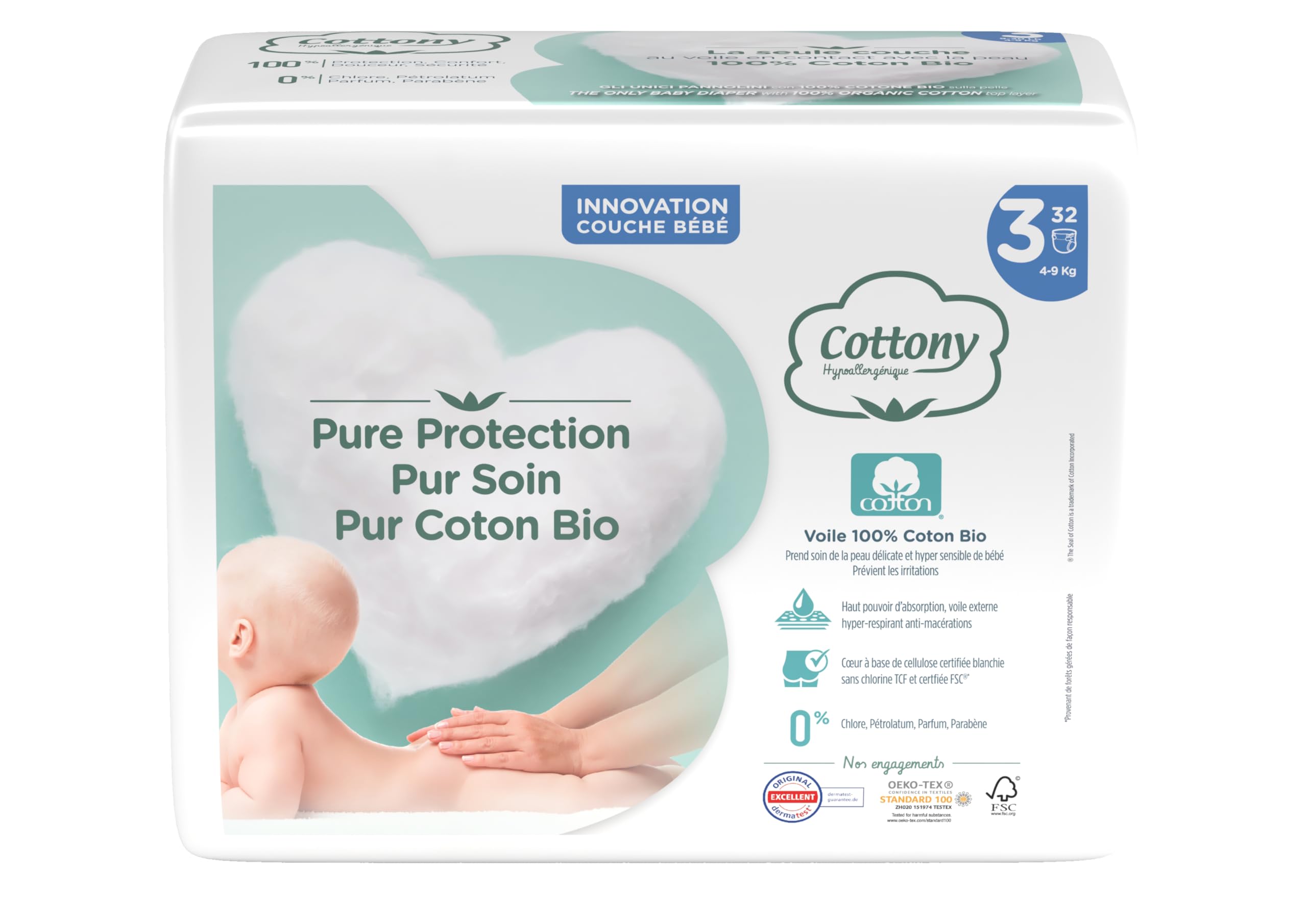 Cottony Nappies with Organic Cotton 32 Layers Size 3 (4-9 kg)