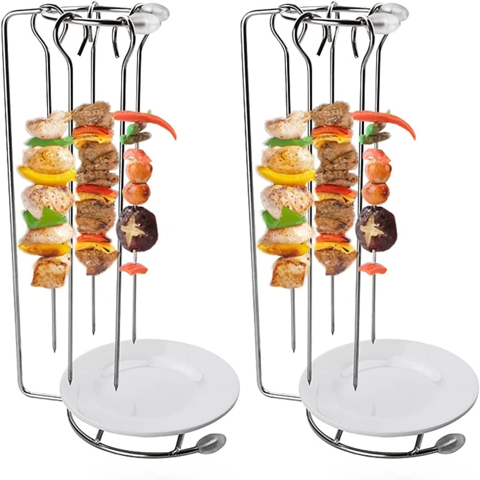 brochetas,Estante Colgante de Acero Inoxidable,Soporte Vertical para Pinchos de Barbacoa,Pinchos Barbacoa Acero Inoxidable con Soporte para,24 cm de Largo,adecuadas para Fiestas de Barbacoa