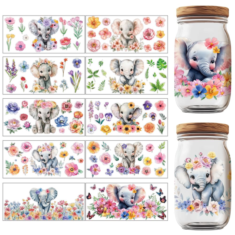GOMAKERER 10 Sheets Animals UV DTF Cup Wrap Transfer Stickers