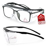 SAFE HANDLER Duarte Premium Safety Glasses Over Eyeglasses; ANSI Z87.1 Impact Resistant Polycarbonate Lenses with Anti-Fog & Scratch, UV400 Protection Safety Goggles (1 Pair)