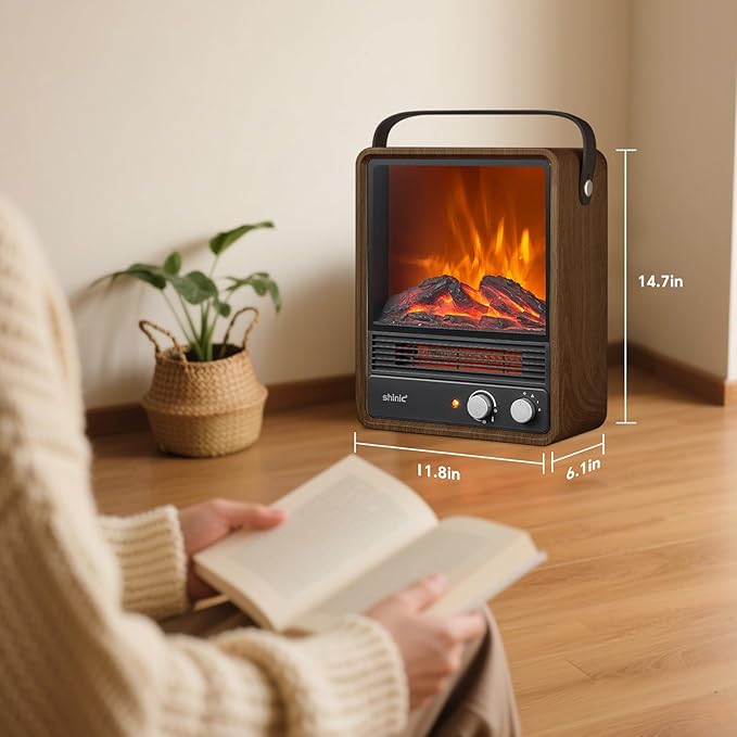 Chimenea Eléctrica Portátil Shinic 1500W con Efecto Llama 3D miniatura 2