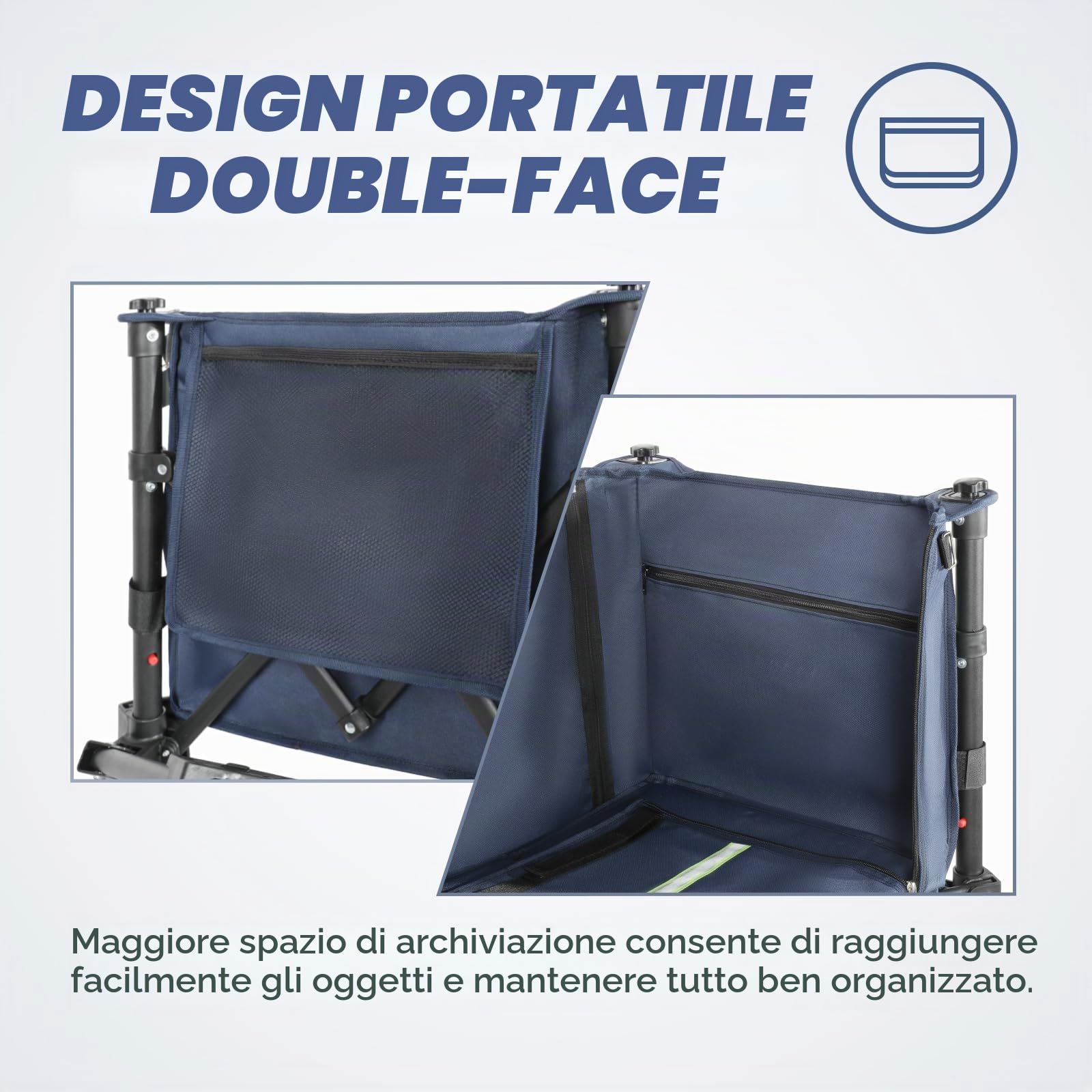 Homecall Carrello pieghevole fino a 100 kg, con strisce riflettenti, manico regolabile, per cani (piccoli), giardino, spiaggia, campeggio, trasporto