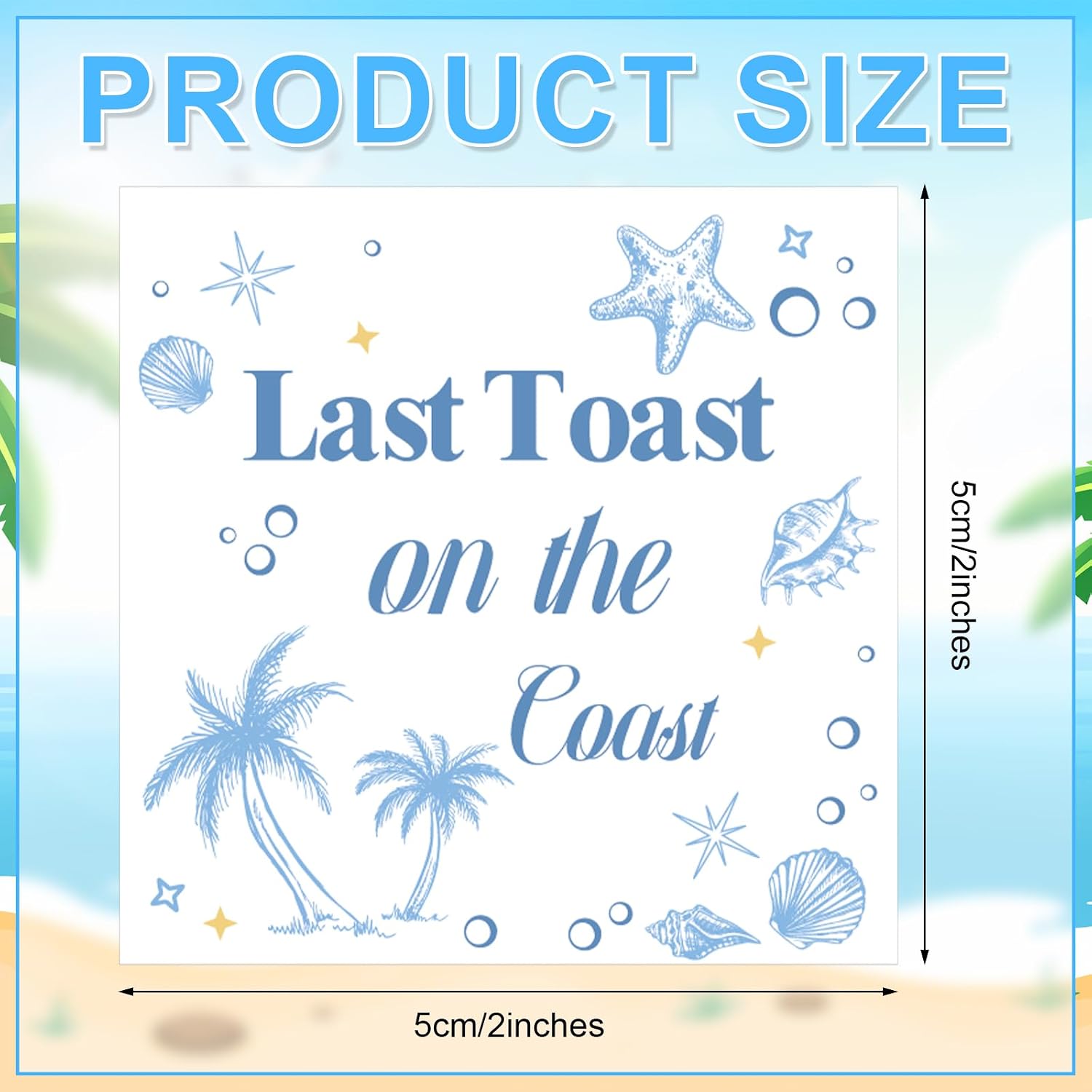 24pcs Wine Bottle Labels Stickers, 2in Last Toast on the Coast Bachelorette Liquor Labels Personalized Small Adhesive Label Decorations for 50ml Water Liquor Bottles Beach Party DIY Supplies
