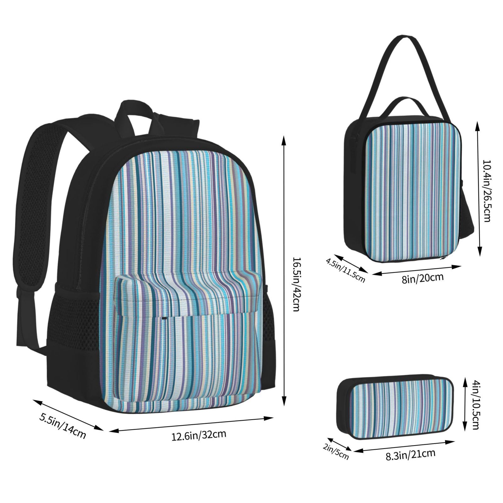 Zaino, borsa portapranzo, astuccio, set da 3 pezzi, per lavoro e