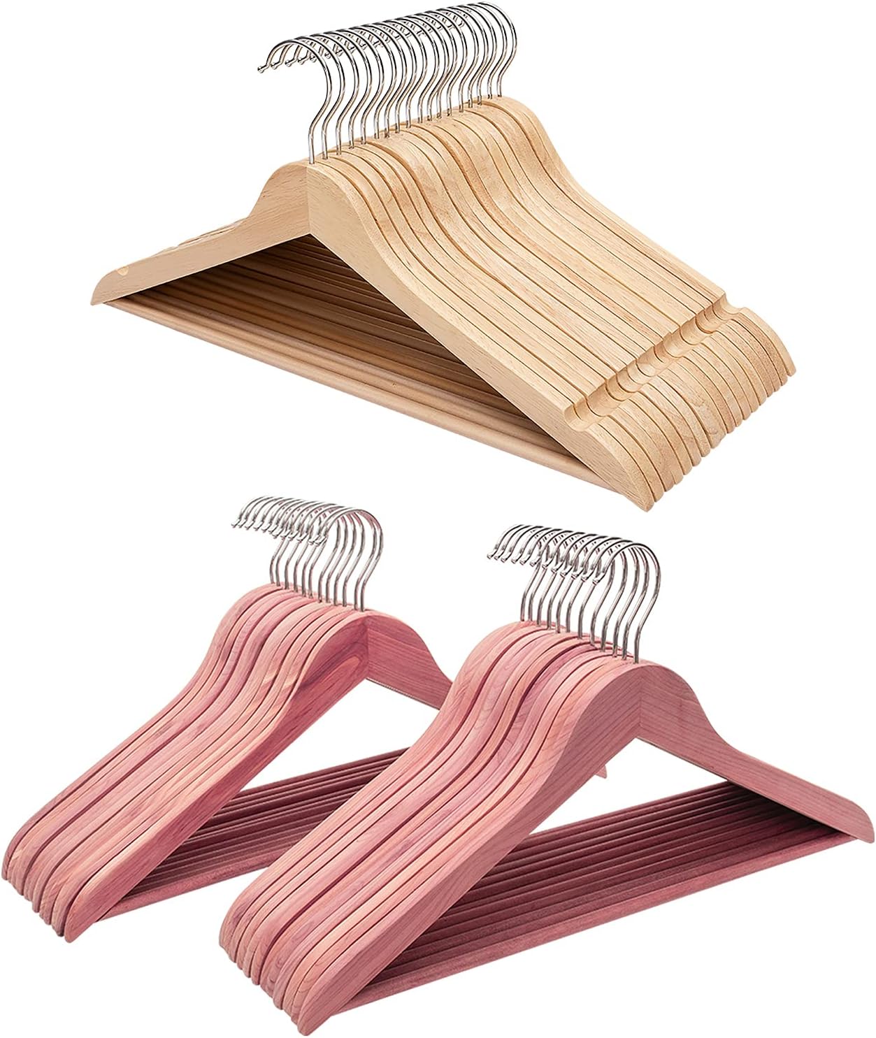 FairyHaus Wood Coat Hangers 30pack & Cedar Hangers 24pack