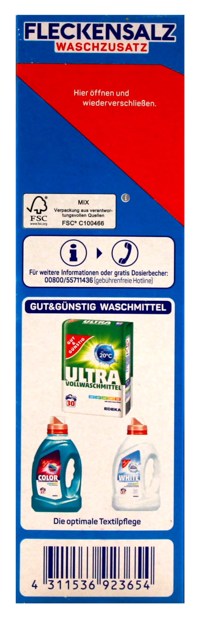 Gut & Günstig Fleckensalz Waschzusatz, 12er Pack (12 x 1 kg)