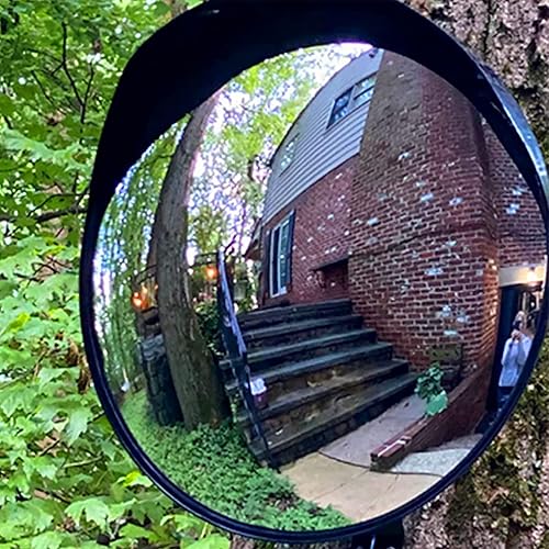 CNQLIS Espejo convexo de 12 pulgadas para exteriores con soporte de fijación de pared ajustable, espejo de tráfico para entrada, garaje, parque,