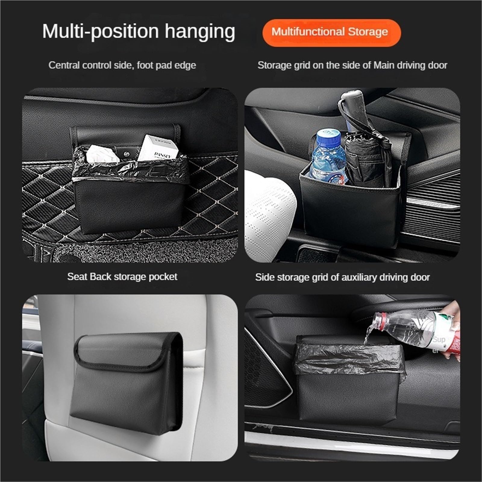 Poubelle De Voiture Avec Couvercle Poubelle de voiture pliante, boîte rangement suspendue