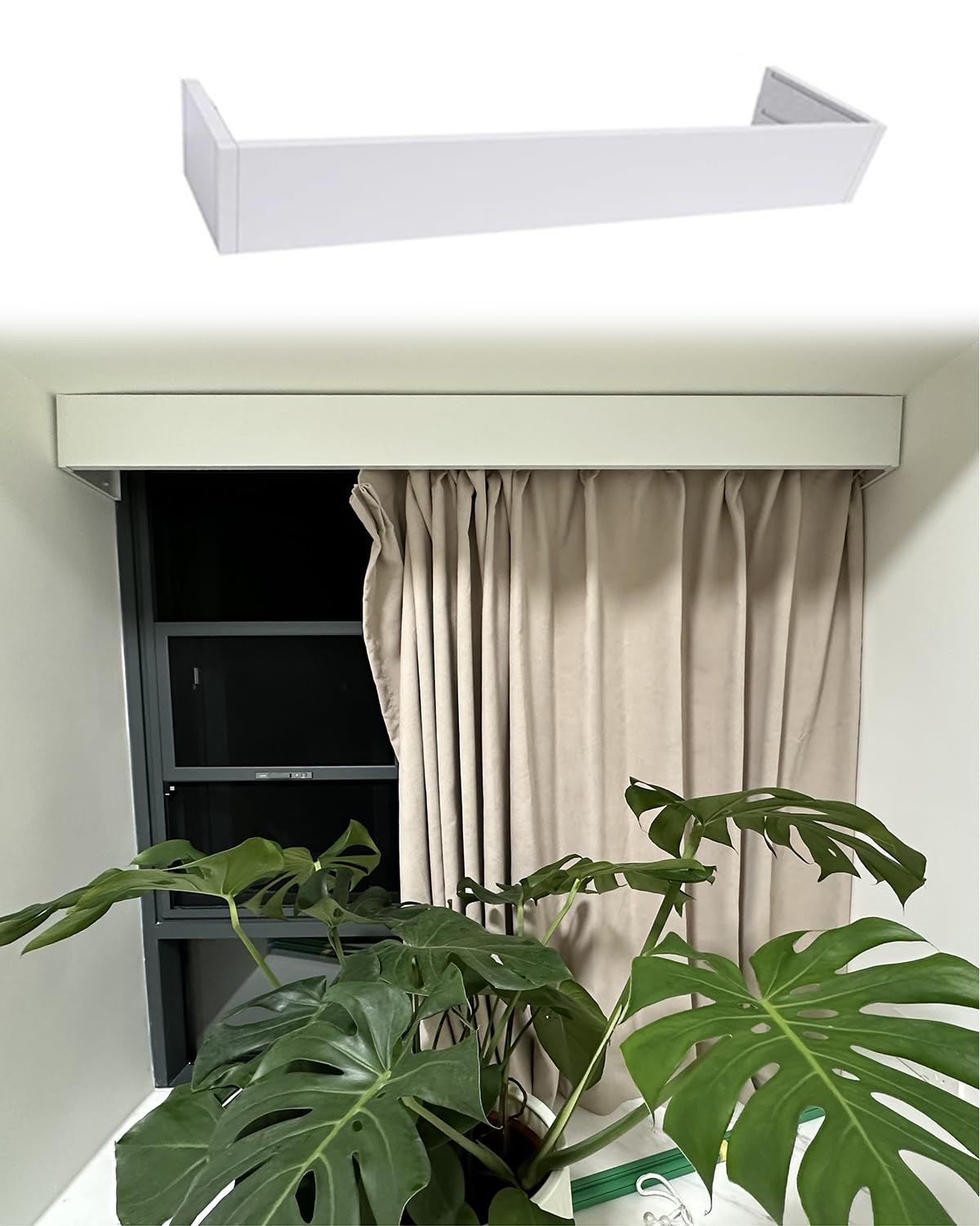 Lambrekiny zasłonowe, aluminiowe listwy gzymsowe do okien, białe pudełko z falbanką, osłona szyny do zaciemniających żaluzji weneckich, 76 cm, tylko lambrekin sufitowy