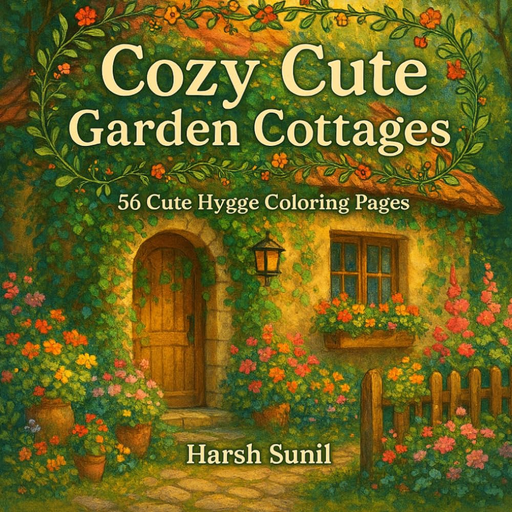 Cozy Cute Garden Cottages: 56 Cute Hygge Coloring Pages