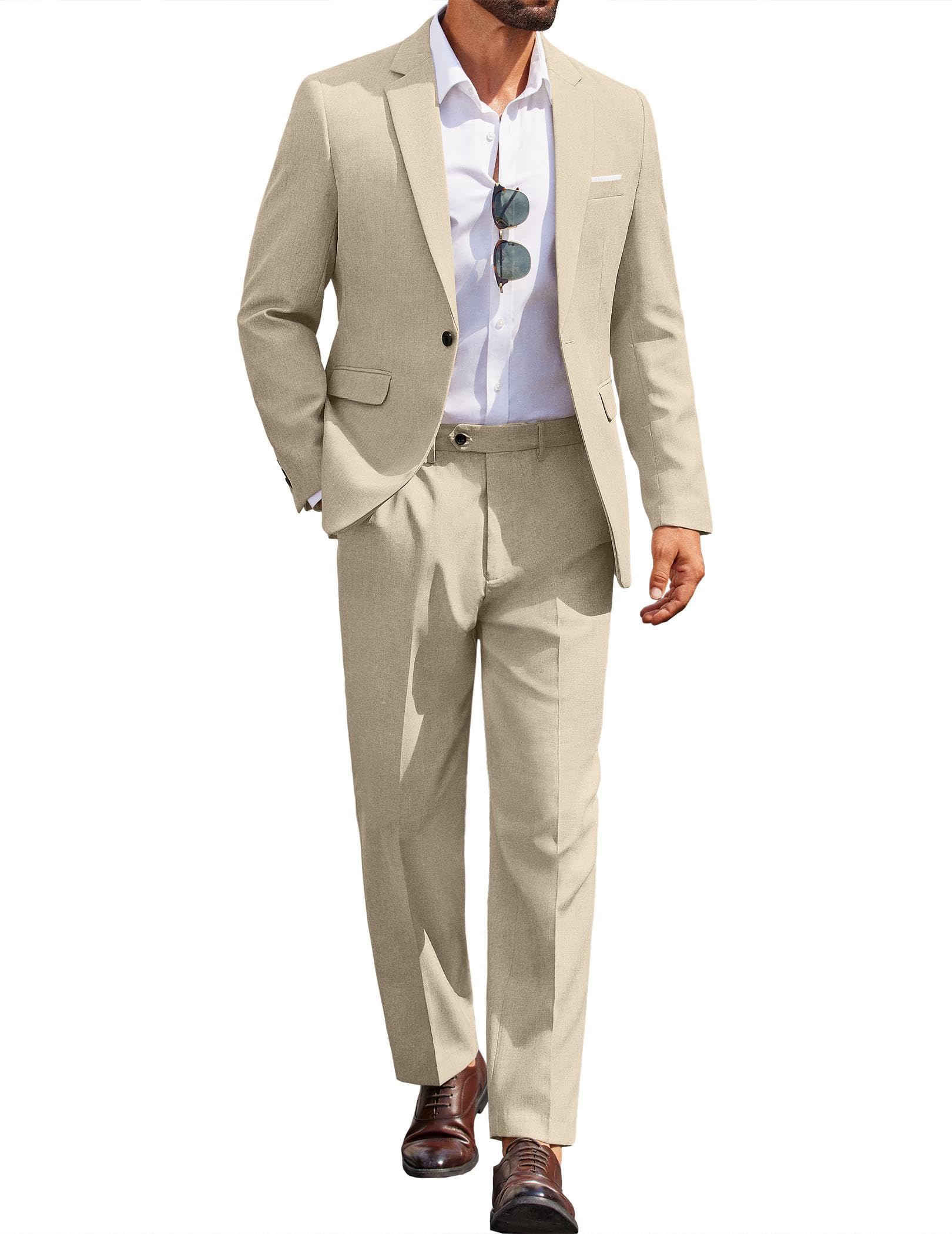 COOFANDY Men Suits Classic Fit 2 Piece Set
