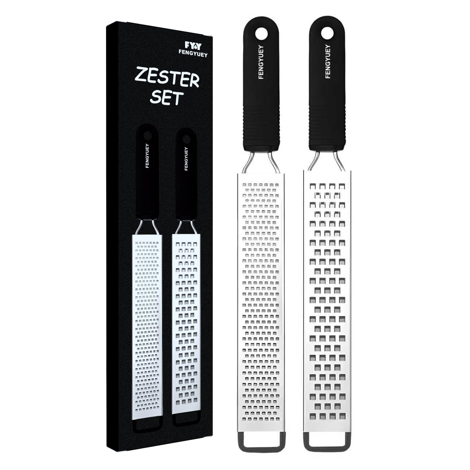 Grattugia Limone Scorza [Originale] - Grattugia Agrumi per Parmigiano, Zenzero, Noce Moscata e Cioccolato | Manico Antiscivolo in Silicone con Lame Affilate in Acciaio Inossidabile | Nero