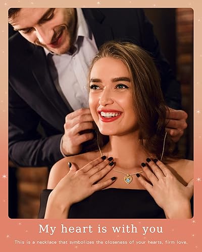 Miniatura 2 de Sterling Silver Necklace for Women - Heart Birthstone Pendant Jewelry, Gifts for Wife, Girlfriend, Mom, Birthday and Anniversary (925 Silver)